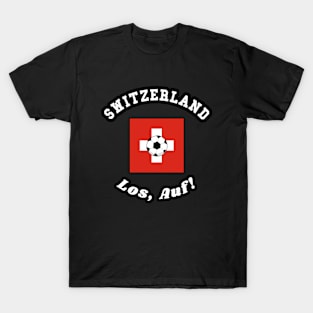 ⚽ Switzerland Football, Schweizerfahne Flag, Los Auf! Team Spirit T-Shirt